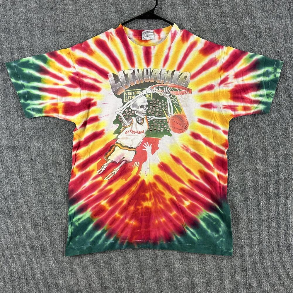 VTG Liquid Blue Shirt Large Grateful Dead Lithuania Basketball Dye Olympics 1992